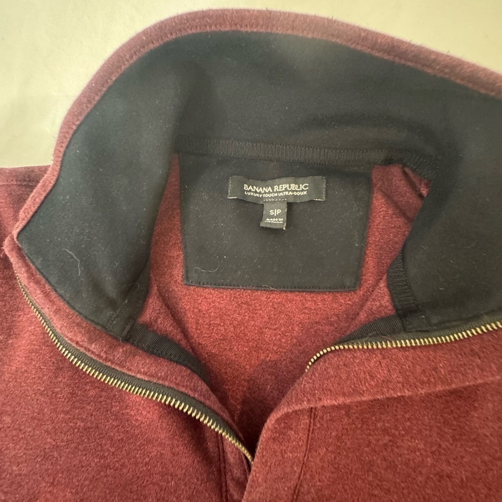 Banana Republic Men's Never Tuck Long Sleeve 1/4 Zip Ottoman Solid Pullover S/P - Picture 3 of 9